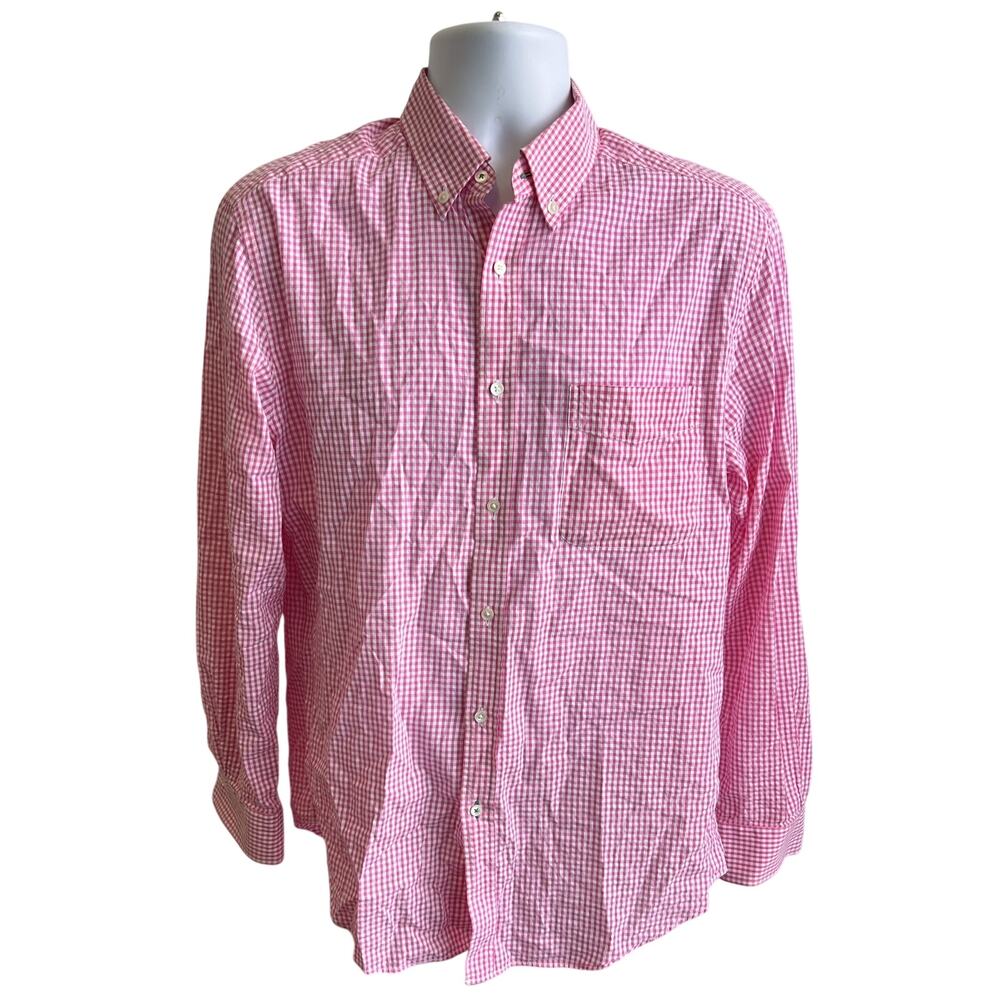 🎀 McLaughlin M Pink Gingham ButtonDown Shirt Preppy Cottagecore 90s Y2K Classic